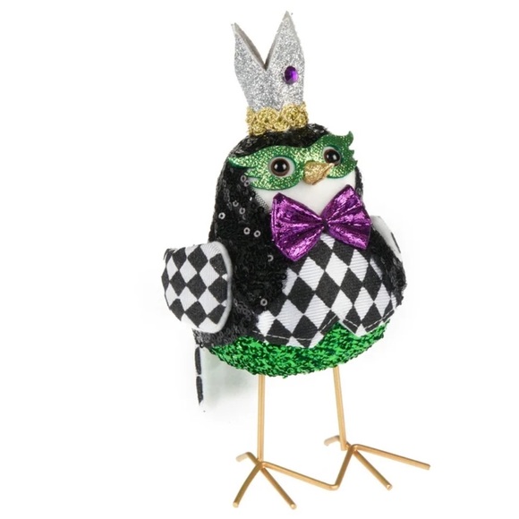 EUC Way to Celebrate Mardi Gras Purple Bowtie Bird Tabletop Decoration SOLD OUT - Picture 2 of 9